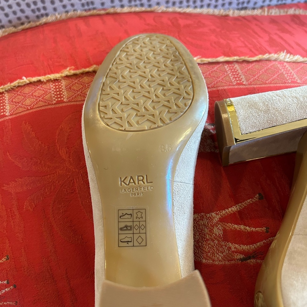 Karl Lagerfeld Cream Block Heel Women's Shoes - Picture 6 of 8